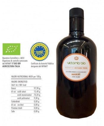 IGP Monovarietale Ascolana Tenera 750ml Olio Extra Vergine di Oliva Biologico