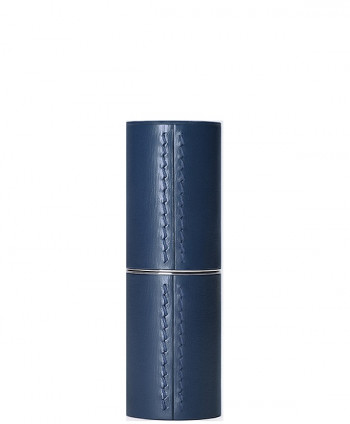 Refillable Blue Navy Fine Leather Lipstick Case