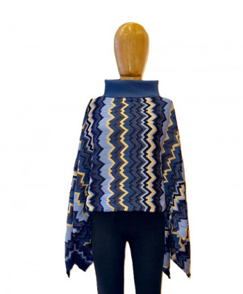 Poncho WMDA356.01 Collo alto Blu