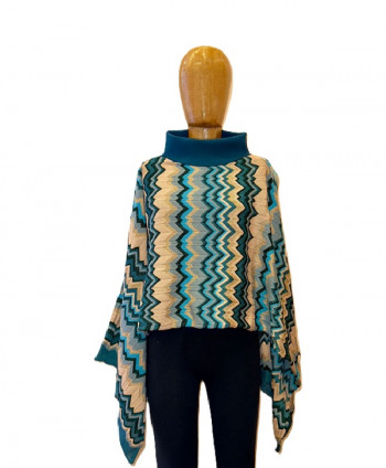 Poncho WMDA356.02 Collo alto Ottanio