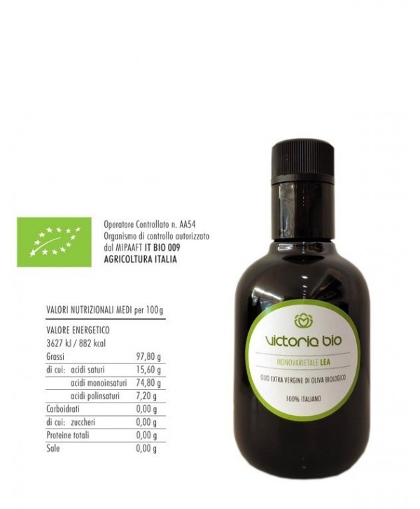 Monovarietale Lea 250ml Olio Extra Vergine di Oliva Biologico